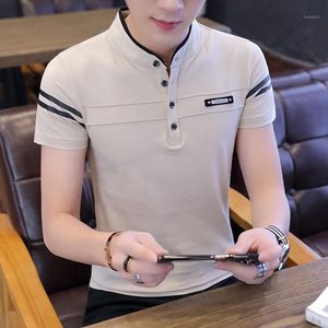 T-shirt da uomo T Shirt 2022 Manica corta Colletto alla coreana T-shirt Top Tees Magliette maschili Abbigliamento uomo Nero Bianco M-3XL XXXL