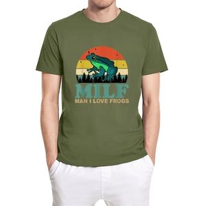 MILF adam ben kurbağalar aşk komik söyleyerek kurbağa amfibi severler vintage unisex t-shirt erkek gömlek kısa kollu pamuk tee 220401 tops