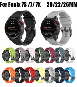 26 22 20 мм силиконовые ремни Quickfit watch -полосы для Garmin Fenix ​​7x 7 7S Солнечный инстинкт 2 6 6x Pro 5x Спуска Epix gen2 Fenix3 HR Enduro Easyfit Bristand Bracet