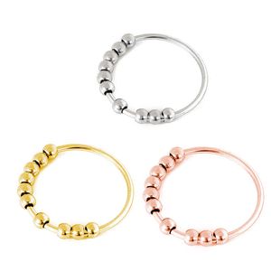 Çıkarılabilir anti anksiyete yüzüğü Kadınlar için erkekler Paslanmaz çelik fidget halkaları boncuklar döndürücü eğirme mücevherleri