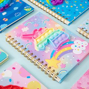 Didget игрушки Rainbow Notebook Push Bubble Cover Ноутбуки школьные канцелярские аутизмы сенсорные подарки для детей