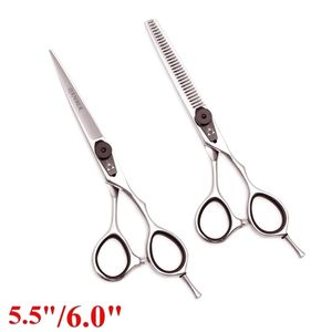 5.5 6 Hair Thinning Scissors Cutting Professional Hairdressing 440c Japanese Steel Barber Haircut Shears 9015# 220317
