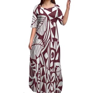 Повседневные платья Оптовые цена самоанская дама дама гавайский цветочный полинезийский принт с половиной рукава большие женщины длинные блюда Bodycon Dresscasual
