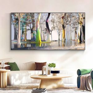 Nordic Golden Abstract Tree Landscape Art Art Pintura a óleo na tela Poster Print Print Wall Picture for Modern Living Room Decor