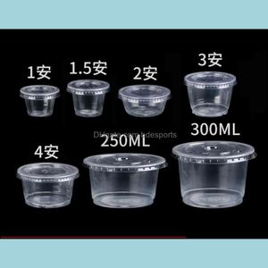 Tek Kullanımlık Plastik Porsiyon Bardakları Sufle Kupa Kaplamalarla Connt Cup Jello S 1oz 1.5oz 2oz 4oz Damla Teslimat 2021 Paketleme Kutuları Ofis Okulu