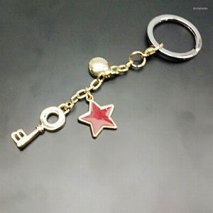 Клавки Metal Key Ring Car Carechain Creative Holder Auto Accessories Chain Keyring Пятиконечный звезда MIRI22