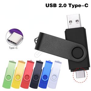 Novo OTG USB Drive Flash Type C Drive de caneta 128 GB 64GB 32GB 16GB 8GB 4GB USB Stick 2.0 Pendrive para dispositivo Tipo-C