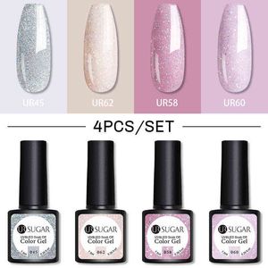 NXY Nagelgel 7 5 ml Nagellack-Set 4 Stück Hybrid Semi Permanent Base Top Need LED UV-Lampe Art 0328