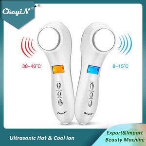Ckeyin Hot Cold Hammer Mascial Massager Ultrasonic Vibration Face Lifting Chileing Skin Ofjuvention Care Spa Beauty Machine 220520