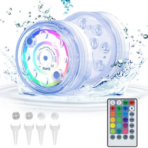 Light Light 2 упаковки подводные светильники 13 Светодиодные бусинки 16 цветов 4 изменяющиеся режимы Dimmerable Mersable Led для бассейна для ванны с магнитным пультом дистанционного управления всасывающие чашки