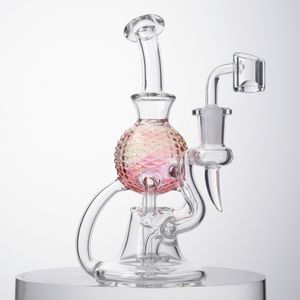 Новый уникальный розовый пляжный шар душа Perc Cookahs 4mm Heady Steash Recycler Bong розовый масло Установки DAB 14 мм женское суставов с банкоматами водные трубы бонги, поставляемые морем XL-2242