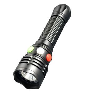 Yüksek güçlü güçlü manyetik kırmızı yeşil beyaz ışık şarj edilebilir LED el feneri meşale