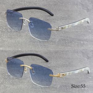 Goldbraune Brillengläser, randlose Herren-Sonnenbrille, Herren-Original-Weiß-Mix, schwarze vertikale Streifen, Büffelhorn-Sonnenbrille, Damen-Drahtgestell, gleiche Teile, anderes Modell