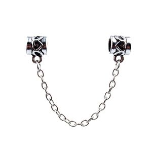 Heart Safety Chain Fashion Women Jewelry 925 Silver Plated Lovely For Pan DIY Bracelet Charm Bead European Style PANZA007-62