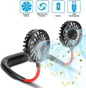 USB Taşınabilir Fan Soğuk Eller Ücretsiz Boyun Asma Şarj Edilebilir Mini Spor 3 Hızlı Ayarlanabilir Çift Ev Ofis 220505
