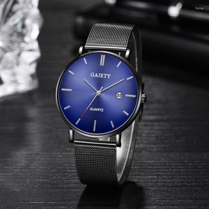 Нарученные часы 2022 Top Luxury Business Men Watch Alloy Mesh Band Quartz Date Dime Show Fashion Casual Watch Clock Saat Erkek