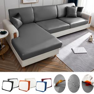 Pillow Case waterproof PU funiture protector solid sofa cover Corner seat slip elastic stretch couch protect for pets 220623