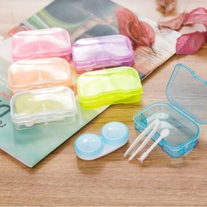 Plastik kontakt lens saklama kutuları rastgele renk kolay kap kabı tutucusu