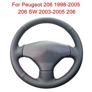 Steering Wheel Covers Customize Car Cover For 206 1998-2005 SW 2003-2005 Leather Braid