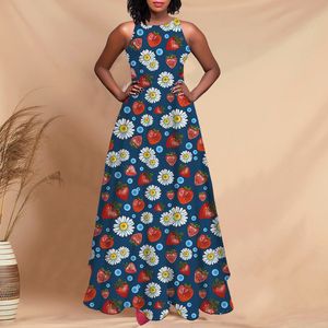 Noisydesigns Kadınlar Giyinlik Uzun Zarif Parti Balo Mavi Pembe Çilek Maxi Bohemian Sundresses Robe Rouge Plus Boyut XL 220627
