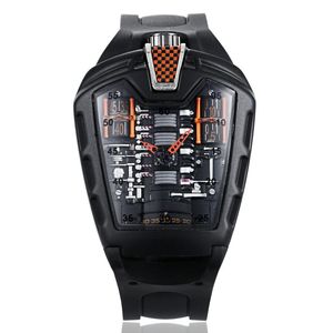 Relógios de pulso Poisonous Sports Car Concept Racing Estilo mecânico Compartimento do motor de seis cilindros Creative Watch Tendência masculina Moda Wat