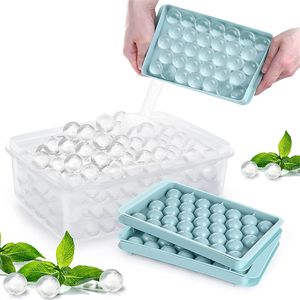 Round Ice Cube Tray with Lid Bar Products Ice Ball Maker Mold for Freezer Making Chilling Cocktail Whiskey Coffee