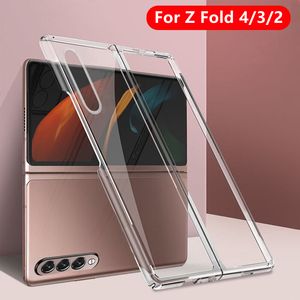 Для Samsung Fold 4 3 2 чехлы для телефона Прозрачный жесткий корпус с передней задней частью защитной крышки Hard PC Clear Bumper z Flip 4