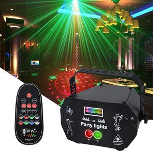 3 in 1 RGBW Stage Laser Lighting Projector Strobe Party DJ Disco Light mit Fernbedienungs -Sound für Partys Live Show Xmas Club Bar Dancing aktiviert