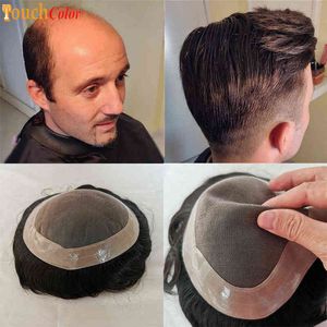 Erkekler saç sentetik toupe dayanıklı% 130 yoğunluklu adam peruk doğal mono taban Hint gerçek insan değiştirme sistemi birimi 0527