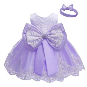 Kız Elbiseleri Kız Bebek Elbise Yay Saç Bandı Gönder Tutu etek Dantel Kız 1. Doğum Günü Prenses Prenses Düğün Dressgirl
