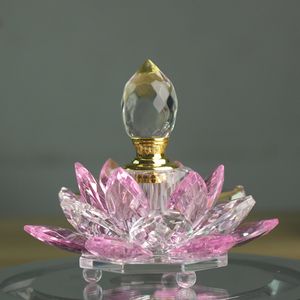 Frasco de perfume recarregável com flor de lótus, vidro de cristal, 3ml, novidade, óleo arttar, recipiente de fragrância vazio, presente, decoração de casa