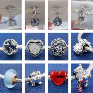 925 Silver Fit Pandora Charm 925 Браслет синий зеленый розовый розовый овальный овальный кабохон чары набор подвесной кулон Diy мелкие бусинки украшения