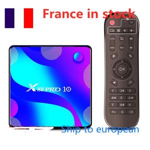 Франция имеет акции x88 Pro 10 TV Box Android 10 2GB 16GB RockChip RK3318 Dual WiFi USB3.0 Netflix YouTube 4K Media Player