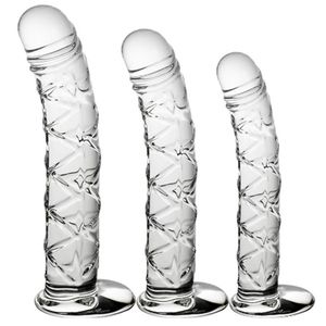 Crystal Glass Dildo Butt Plug Penis Realistic Penis Anal Dildos para mulheres G-spot estimular os brinquedos sexy masturbadores femininos Dilldo