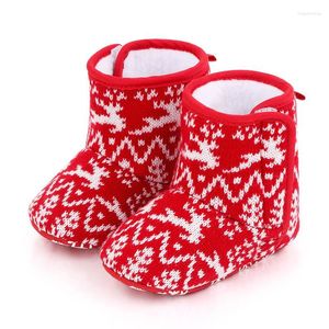 Botlar doğdu Infan Bebek Erkek Kızlar Noel Noel Güzel Peluş Ayak Bileği Kar Tanesi Noel Baba Tasarım Kış Sıcak Sıcak Anti-Slip ShoeBootsboots