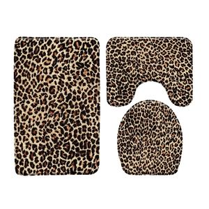 3pcs Conjunto de casas de banho de leopardo vermelho de rosa