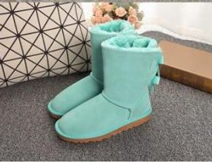 Damenstiefel Short Mini Classic Knee Tall Winter Snow Boots Designer Bailey Bow Ankle Bowtie Schwarz Grau Kastanienrot 36-44