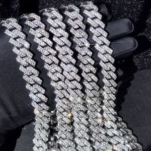 15mm Micro Pave Prong Cuban Chain Necklaces Fashion Hiphop Full Iced Out Rhinestones Jewelry For Men Women