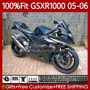 Suzuki GSXR-1000 GSXR 1000 CC GSXR1000 2005 2006 Vücut 122no.128 K5 1000cc 2005-2006 GSX R1000 GSX-R1000 05 06 Enjeksiyon Kalıp Kaplama Kiti Parlak Siyah