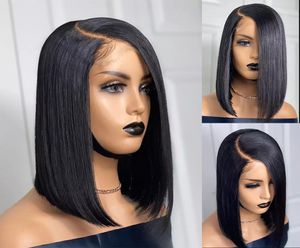 New Women's Medium Long black Wavy Front full lace Handmade Party hair wigs