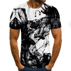 Erkek T-Shirt 2022 Yaz Düz Tüp Rahat Kısa Kollu Moda Mürekkep 3D Dijital Baskı T-shirt