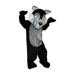 Peluş Gri Kurt Maskot Kostüm Unisex Doldurulmuş Hayvanlar Fursuit Kostümler Karikatür Kurt Karakter Giysileri