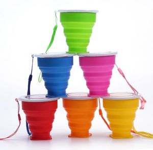 200ml Portable Silicone Drinkware Retractable Folding Cup With Lid Telescopic Collapsible Drinking Cups Outdoor Travel Water Cup SN4518