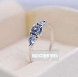 925 Ayar Gümüş Desen Donan Mehtap Mavi CZ Yüzük Fit Pandora Takı Nişan Düğün Severler Moda Yüzük