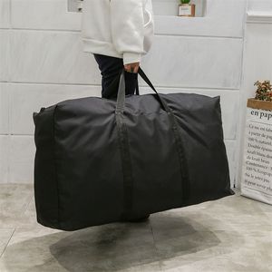 Unisex Large Capacity Folding Duffle Bag Travel Clothes Storage s Zipper Oxford Weekend Thin Portable Moving Luggage 220813