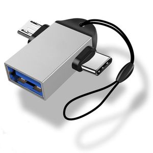 OTG Tip C Adaptörü 2in1 Mikro USB-USB-C Dönüştürücü Cep Telefonu Flash Drive Okuyucu Fare Konnektörü USB Kablosu