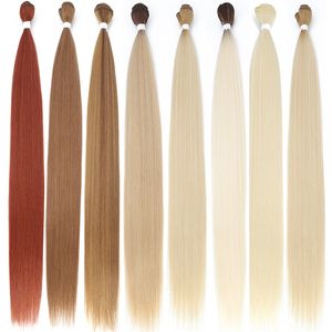 Straight Hair Extensions Heat Resistant Synthetic Hair Bundles Colorful High Temperature Cosplay Brown Blonde Hair 220622