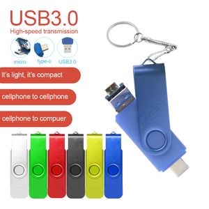 3 In 1 OTG USB Flash Drive USB 3.0 Tip C Mikro USB Kalem Sürücüsü 32GB 64GB 128GB 256GB 512GB Pendrive Bellek Çubuğu