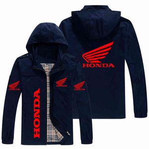 2022 Nova Honda Motorcycle Racing Jackets Casual Slim Bomber Man Windbreaker Zipper Biker Com Capuz Homens Roupas