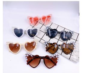 Toptan Çocuk Güneş Gözlüğü Çocuklar inci AŞK Kalp Güneş Gözlükleri Erkek Kız Gözlük Bebek UV400 Güvenlik Çerçeve Gözlük